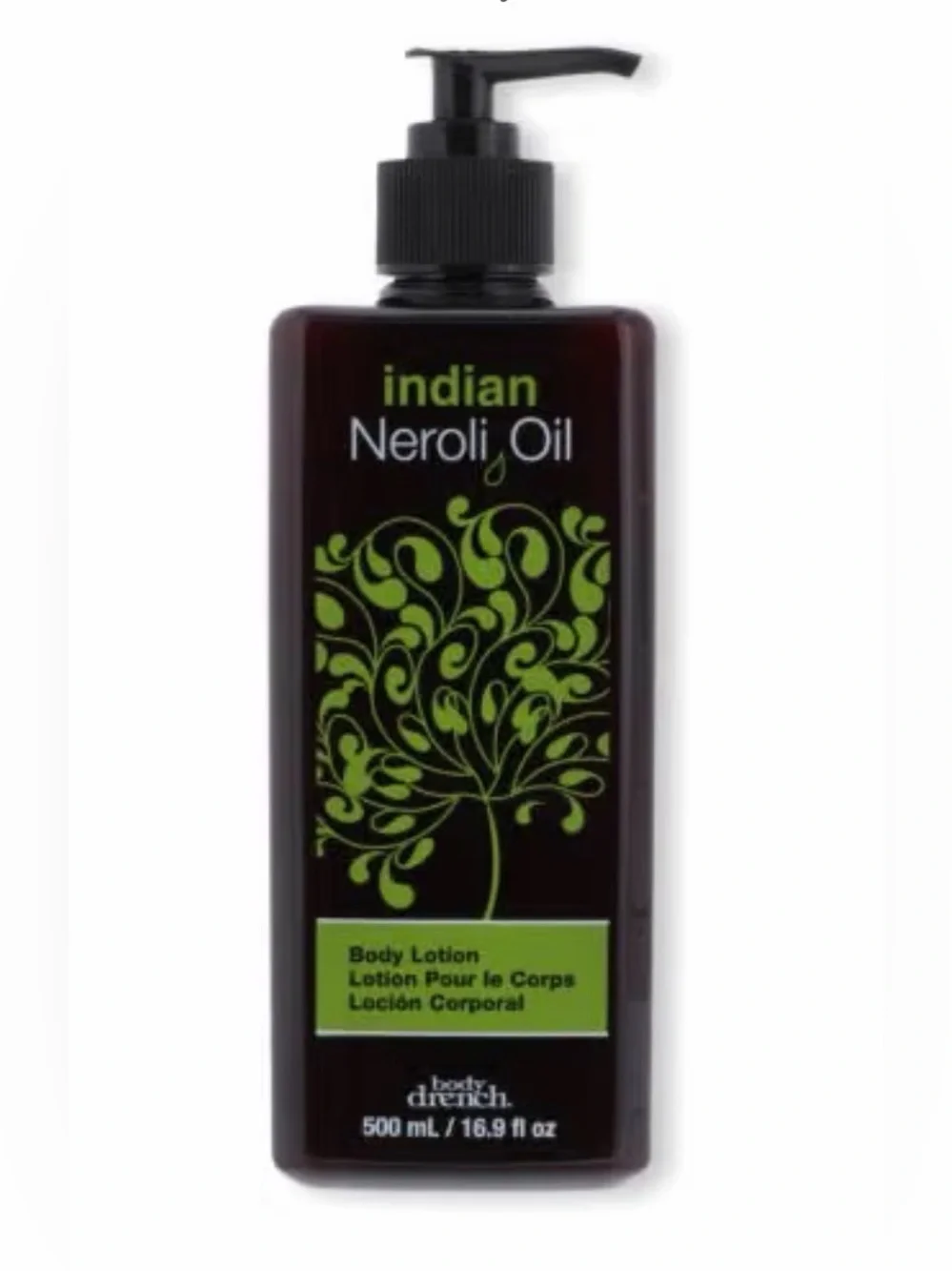 Indian Neroli Oil Body Lotion - Green & Dark Brown Bottle